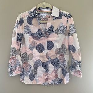 Foxcroft Multi-Color Circle Dotted Long Sleeve Top